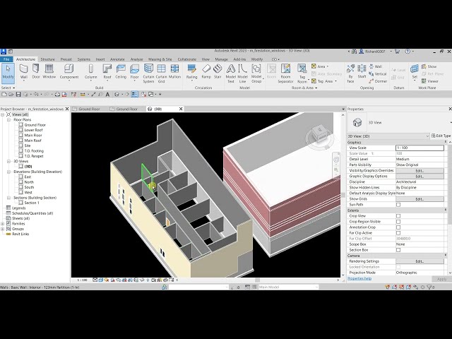 فیلم آموزشی: REVIT 2023 برای معماری: درس 9 - افزودن در و پنجره به یک ساختمان با زیرنویس فارسی