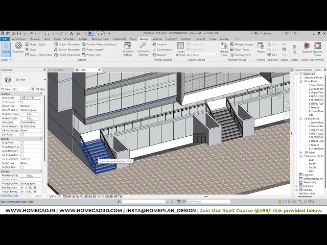 فیلم آموزشی: طراحی ارتفاع ساختمان تجاری در Revit | روز 03 | مواد + Revit Render