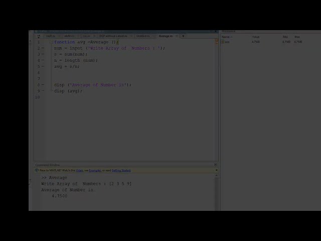 فیلم آموزشی: ایجاد FUNCTION در MATLAB - میانگین اعداد