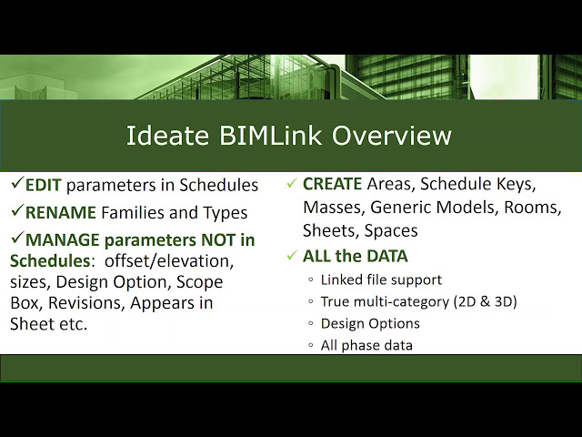 فیلم آموزشی: Revit Data Management از طریق Excel با Ideate BIMLlink با زیرنویس فارسی