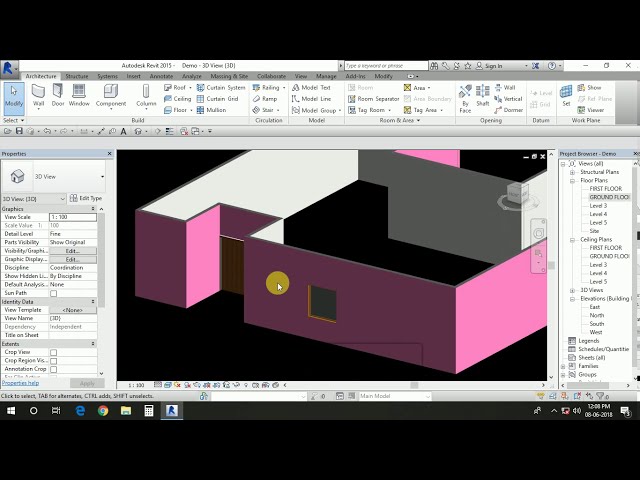 فیلم آموزشی: مدلسازی سه بعدی Revit (نحوه اجرای دیوار با گچ و رنگ