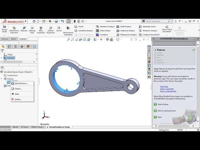 فیلم آموزشی: نحوه اعمال فیکسچرها در SOLIDWORKS SimulationXpress با زیرنویس فارسی