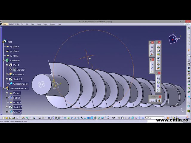 فیلم آموزشی: طراحی سطح CATIA v5 یک قسمت مارپیچی ساده