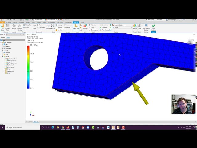 فیلم آموزشی: E7 Autodesk Inventor 2021 - FEA خطی پایه در بازکن بطری با زیرنویس فارسی