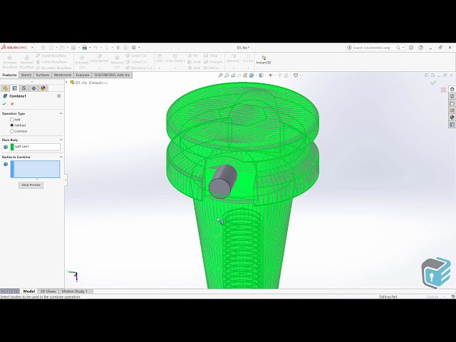 فیلم آموزشی: SOLIDWORKS - تبدیل فایل STL به بدنه مش