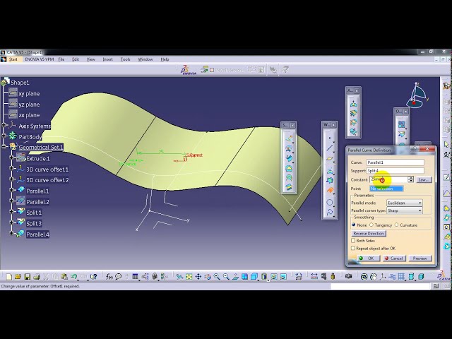 فیلم آموزشی: #CATIA V5 SURFACE MODELING 15 CURVE PARALLEL AND 3D CURVE OFFSET #GSD در catia v5