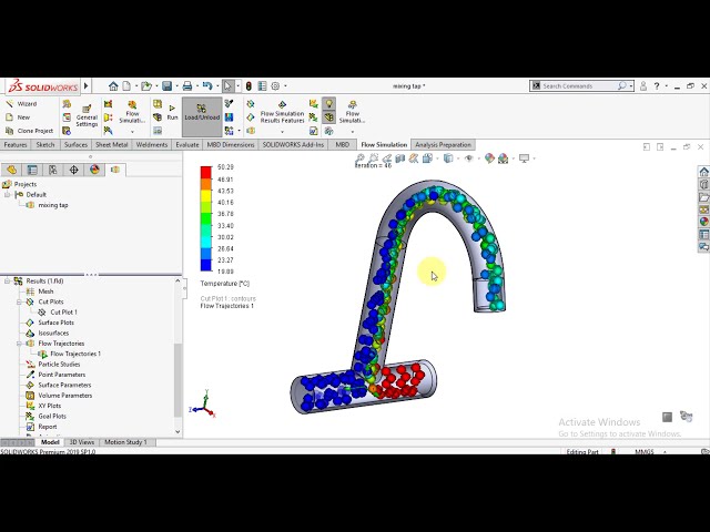 فیلم آموزشی: شبیه سازی جریان Solidworks | تجزیه و تحلیل CFD شیر مخلوط آب سرد و گرم