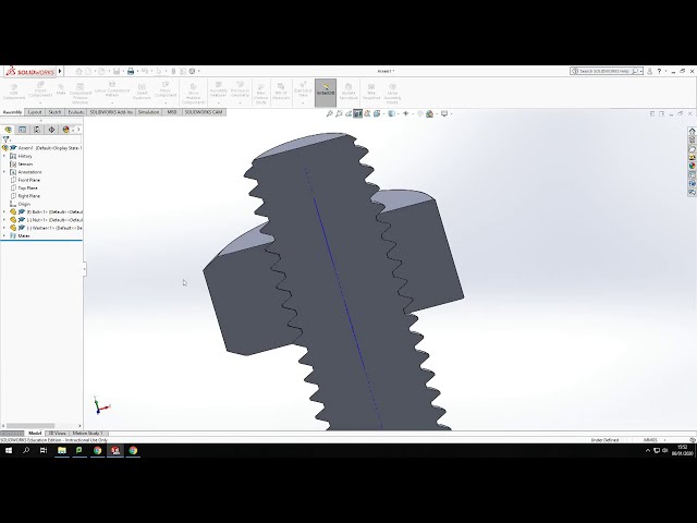 فیلم آموزشی: مونتاژ رزوه در سالیدورک - مونتاژ مهره، پیچ و واشر در SolidWorks! با زیرنویس فارسی