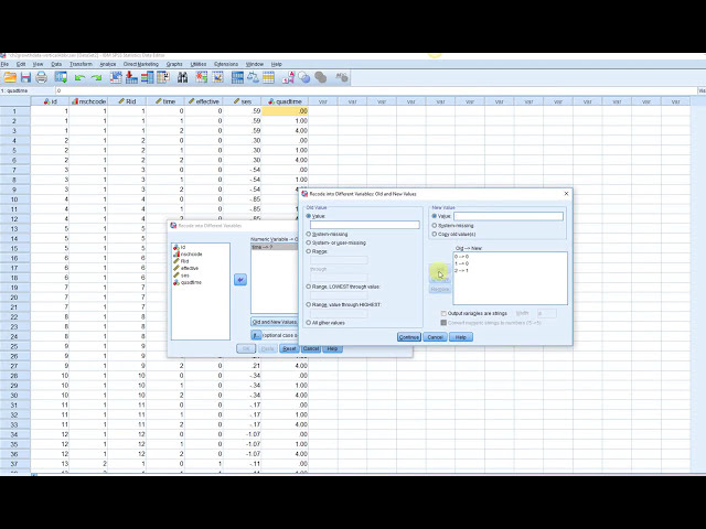 فیلم آموزشی: با استفاده از تابع recode در تصویر SPSS که شامل متغیرهای زمان به صورت عمودی مرتب شده است با زیرنویس فارسی