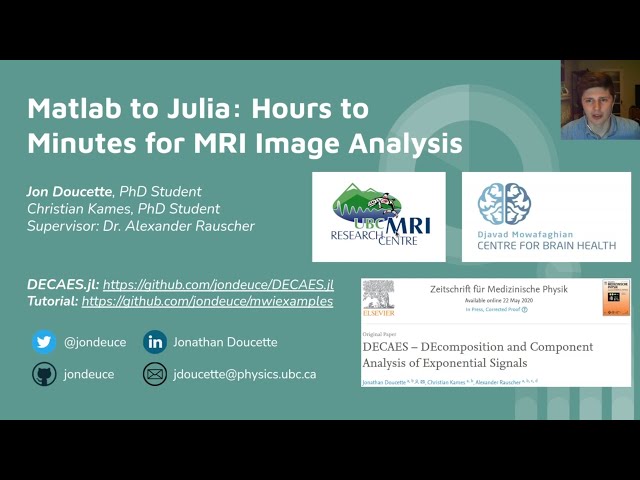 فیلم آموزشی: Matlab به جولیا: ساعت ها به دقیقه برای تجزیه و تحلیل تصویر MRI | جاناتان دوکت | JuliaCon2021 با زیرنویس فارسی
