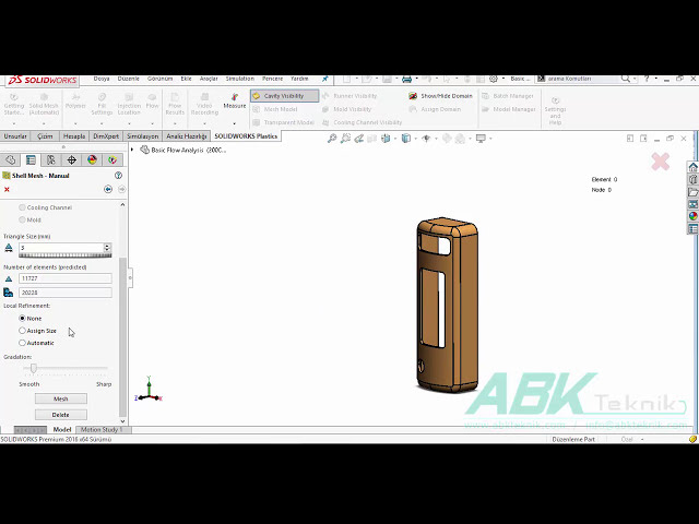 فیلم آموزشی: 1 - SOLIDWORKS Plastics Giriş Mesh Atma