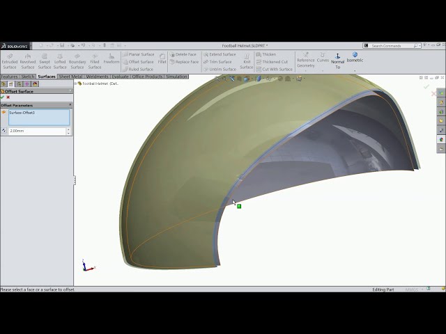 فیلم آموزشی: آموزش Solidworks Surface کلاه ایمنی فوتبال (Advanced Surface) Part1