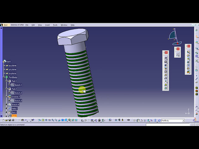 فیلم آموزشی: رزوه کاری در Catia v5 _ طراحی پیچ و مهره رزوه ای (نخ V و مربع) _ رزوه کاری