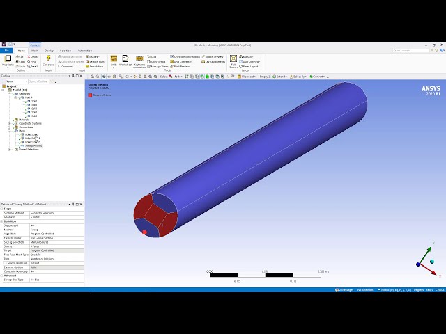 فیلم آموزشی: گزینه دستی در روش Sweep Meshing در ANSYS Workbench 2020 R1 (با زیرنویس انگلیسی) با زیرنویس فارسی