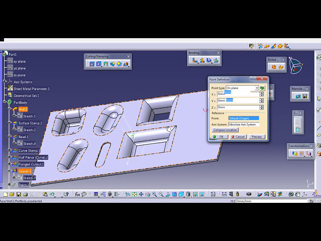 فیلم آموزشی: مهر زنی سطحی مهر منحنی مهره منحنی فلنجدار CUTOUT LOUVER BIDGE CATIA V5 با زیرنویس فارسی