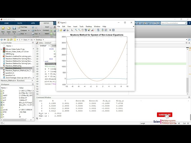 فیلم آموزشی: کد متلب روش نیوتن برای حل سیستم معادلات غیرخطی