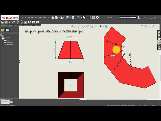 فیلم آموزشی: نکات Solidworks #82 | هرم مربع کوتاه در ورق فلز با زیرنویس فارسی