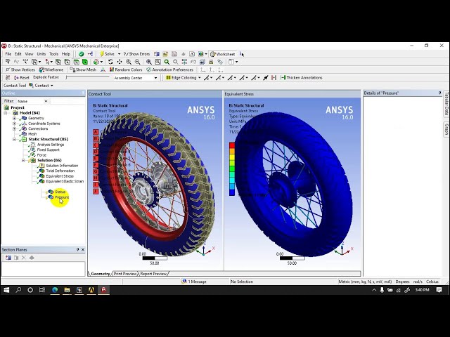 فیلم آموزشی: تحلیل سازه ایستا بر روی چرخ موتور سیکلت در میز کار Ansys با زیرنویس فارسی