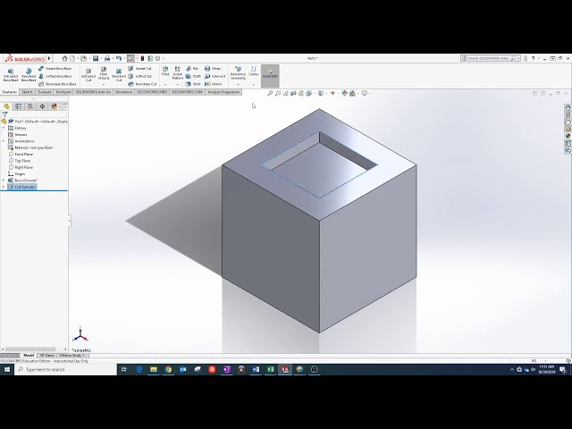 فیلم آموزشی: آموزش SolidWorks - ایجاد یک سوراخ مربع در مکعب خود