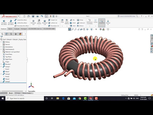 فیلم آموزشی: ⚡آموزش Solidworks#51 | یک سیم پیچ حلقوی طراحی کنید.