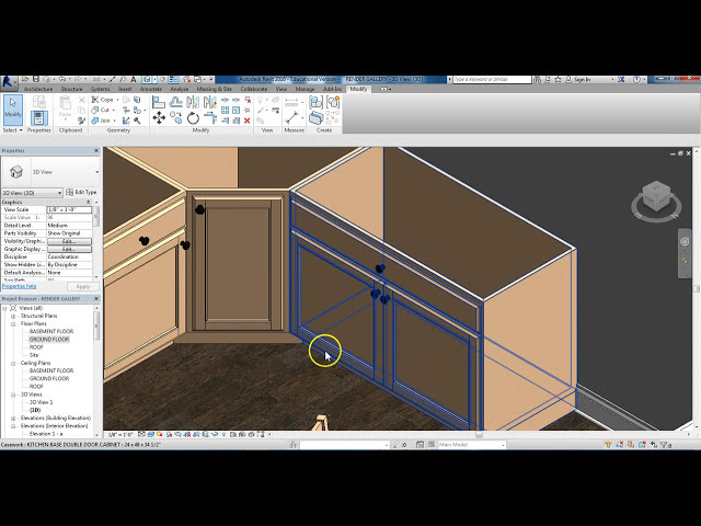 فیلم آموزشی: REVIT FAMILY CREATION - کابینت پایه آشپزخانه تغییر یافته به درب دو نفره با زیرنویس فارسی