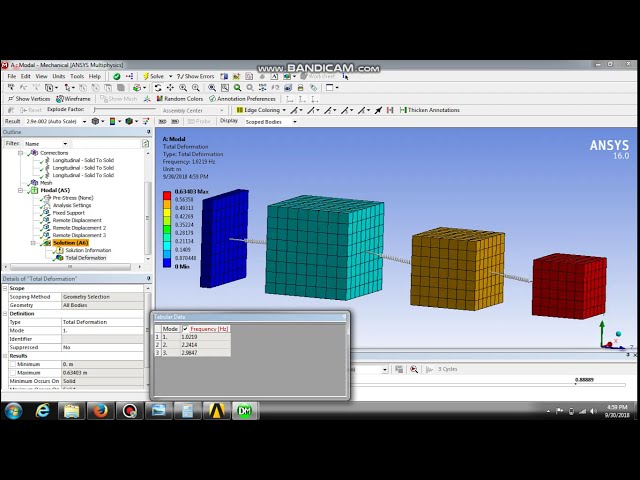 فیلم آموزشی: تجزیه و تحلیل مودال سیستم جرمی فنری در میز کار ANSYS با زیرنویس فارسی