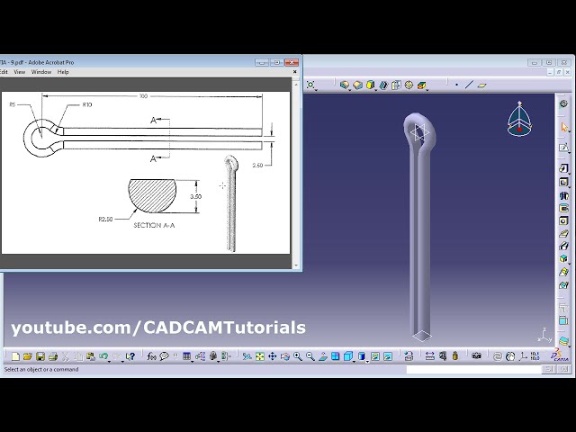 فیلم آموزشی: تمرینات دوره آموزشی CATIA برای مبتدیان - 9 | طراحی‌های تمرینی CATIA برای ابزار فرمان دنده با زیرنویس فارسی