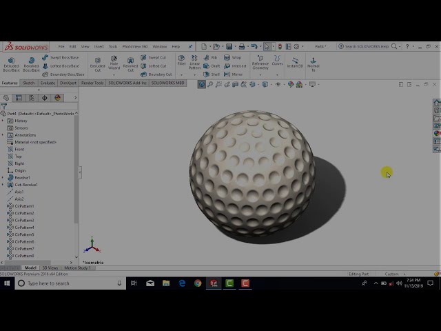 فیلم آموزشی: آموزش Solidworks#45 | یک توپ گلف طراحی کنید.