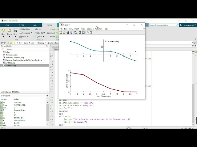 فیلم آموزشی: کد متلب برای روش نیوتن رافسون با نمودار تابع و نمودار خطا با زیرنویس فارسی