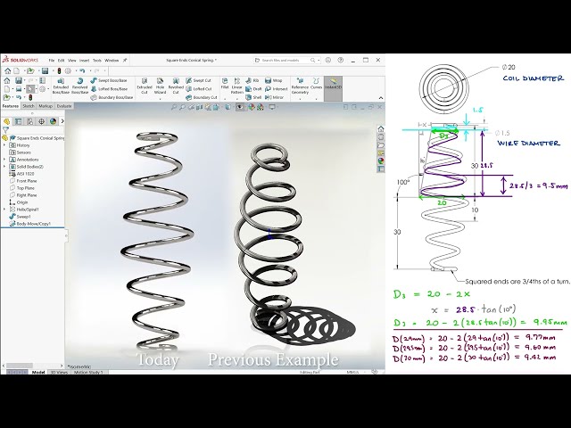 فیلم آموزشی: SPRING مخروطی در SolidWorks با استفاده از VARIABLE PITCH در 4 دقیقه! با زیرنویس فارسی