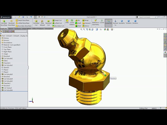 فیلم آموزشی: آموزش Solidworks گریس نیپل M8-45 درجه