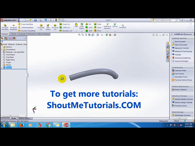 فیلم آموزشی: آموزش SolidWorks Swept Boss/Base_Follow Path Method | فیلم آموزشی SolidWorks با زیرنویس فارسی