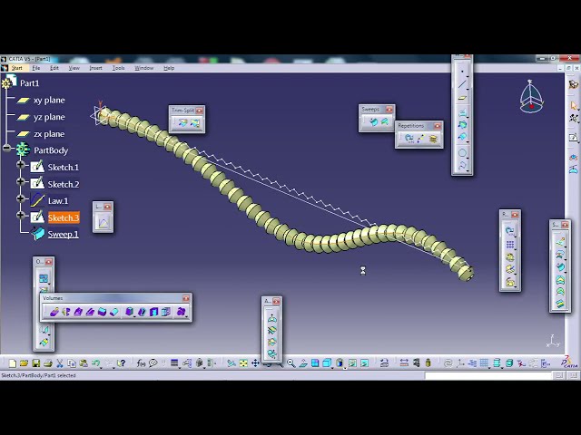 فیلم آموزشی: با استفاده از LAW و SWEEP در CATIA V5 WIRFRAME و SURFACE DESIGN لوله انعطاف پذیر ایجاد کنید