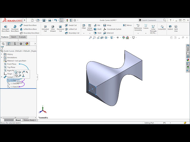 فیلم آموزشی: Sweeps - Guide Curves در SOLIDWORKS 2016 با زیرنویس فارسی