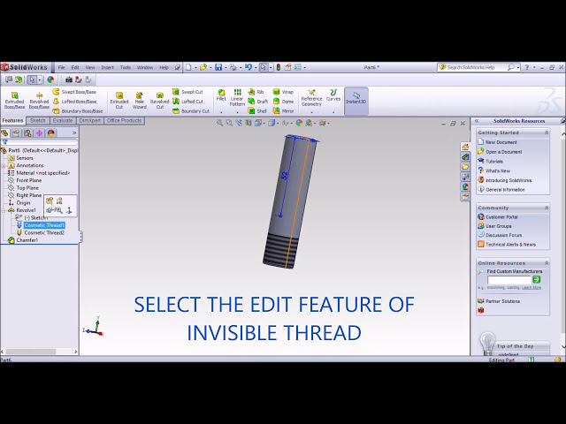 فیلم آموزشی: SOLIDWORKS - نخ آرایشی دو طرفه (ساده ترین روش)