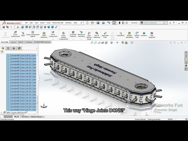 فیلم آموزشی: مونتاژ طراحی نوار نقاله چرخ فلک افقی و مطالعه حرکت در solidworks با زیرنویس فارسی