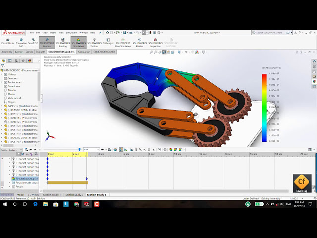 فیلم آموزشی: محاسبه استرس روی گیره گریپر با استفاده از حرکت SolidWorks