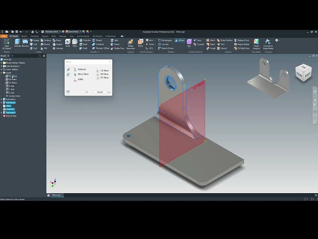 فیلم آموزشی: نحوه انعکاس ویژگی ها در یک فایل پارت | Autodesk Inventor 2022 با زیرنویس فارسی