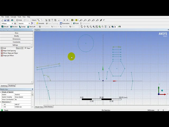 فیلم آموزشی: ANSYS Workbench - Geometry Cell - Sketching Tab - Dimension, Constraints, Setting Toolbox با زیرنویس فارسی