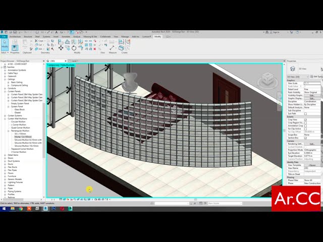 فیلم آموزشی: RD102. نحوه ایجاد یک بلوک شیشه ای در Revit. بلوک شیشه ای کرتین وال در Revit. با زیرنویس فارسی