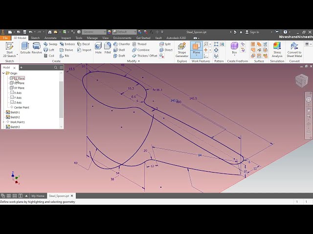 فیلم آموزشی: آموزش مدلسازی سطح Autodesk Inventor || نحوه ساخت قاشق در Autodesk Inventor با زیرنویس فارسی
