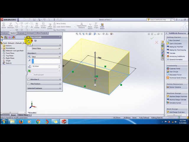 فیلم آموزشی: نحوه استفاده از SolidWorks Extrude Boss/Base Tutorial_آموزش ویدیویی SolidWorks برای مبتدیان با زیرنویس فارسی