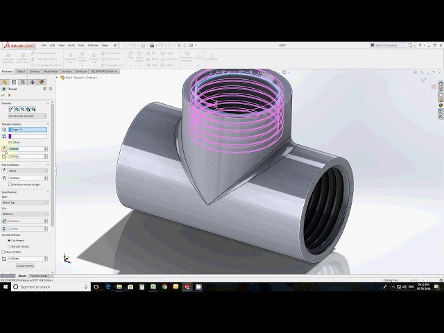 فیلم آموزشی: Equal Tee (fitting) در آموزش Solidworks