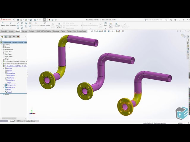 فیلم آموزشی: مسیریابی SOLIDWORKS - استفاده از زانوها و خم ها در لوله کشی با زیرنویس فارسی