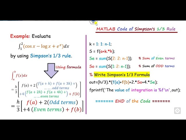 فیلم آموزشی: کد متلب قانون 1/3 سیمپسون برای ادغام عددی