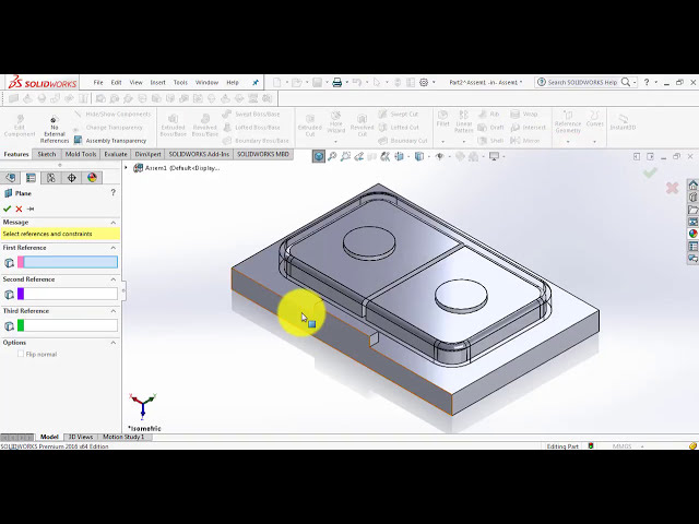 فیلم آموزشی: ⚡ آموزش SOLIDWORKS || ابزار قالب || هسته و حفره یک الگو را استخراج کنید.