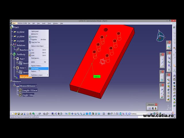 فیلم آموزشی: CATIA v5 تعیین پارامتری تعداد ردیف سوراخ ها بسته به اندازه قطعه