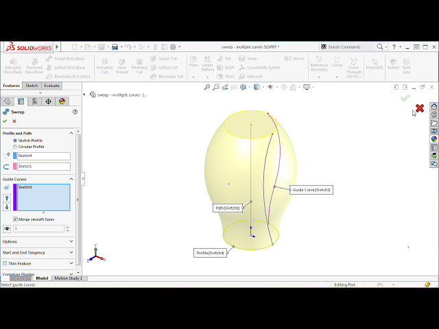 فیلم آموزشی: Sweeps - Multiple Guide Curves در SOLIDWORKS 2016 با زیرنویس فارسی