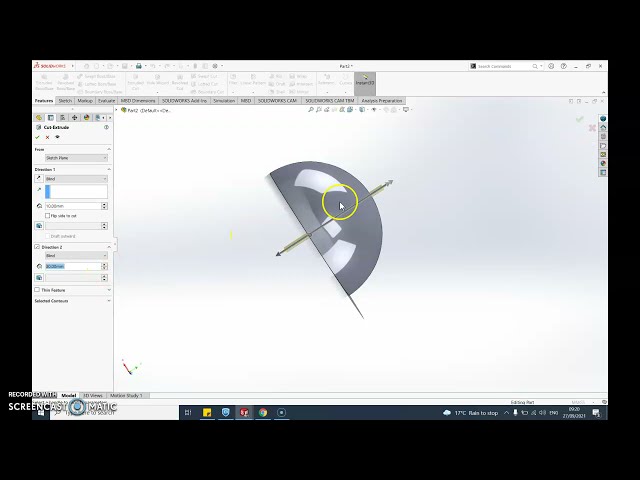 فیلم آموزشی: Solidworks - کره، نیمکره و برش با زیرنویس فارسی