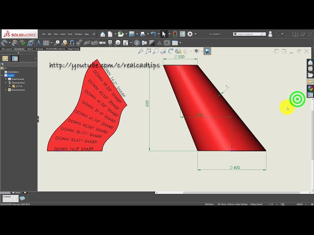 فیلم آموزشی: نکات Solidworks #79 | ساخت مخروط مورب کوتاه در ورق فلزی جامد